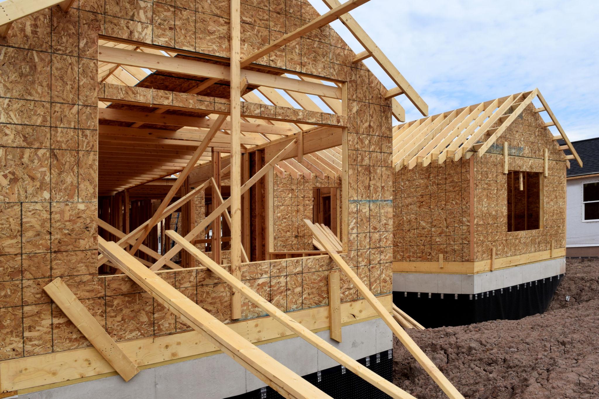 Residential home framing under construction